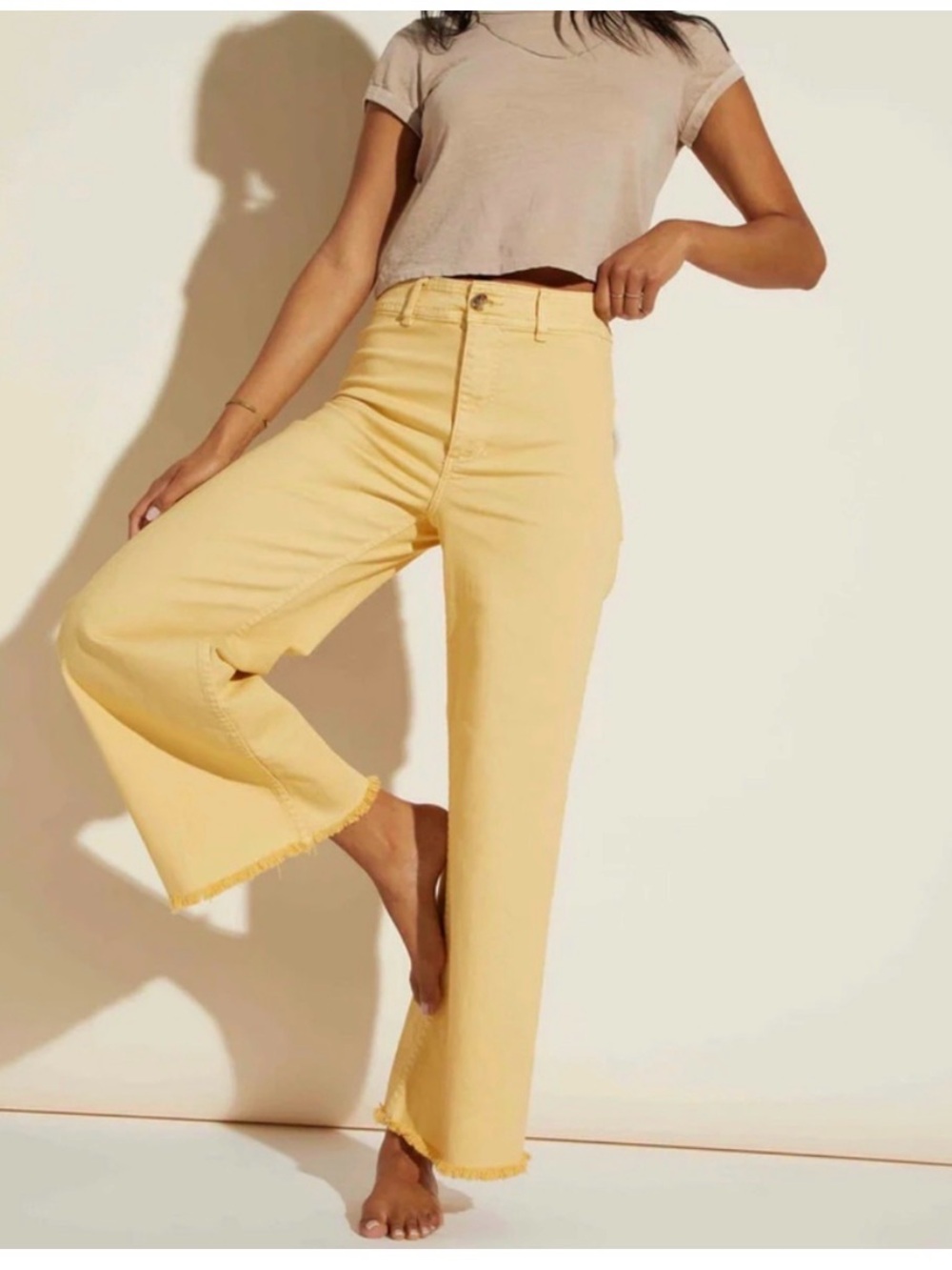 Billabong | Pale Yellow High-Rise Wide Leg Jeans